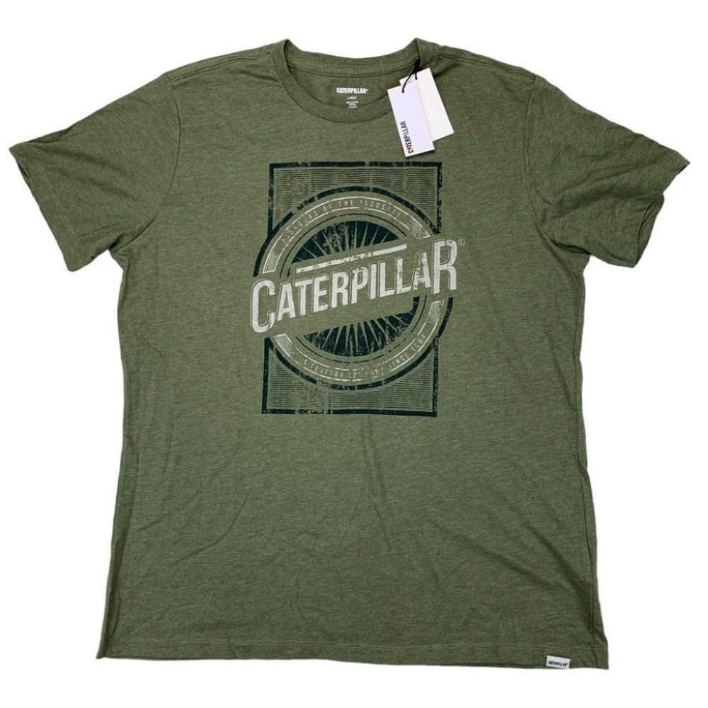 Caterpillar Mens T-shirt Foundation Distressed Logo Graphic T-Shirt Size L